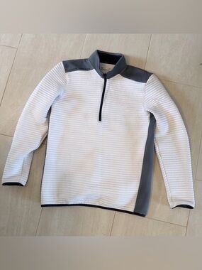 Men's Under Armour Golf White and Gray Quarter-Zip Sweater - Coldgear - Small